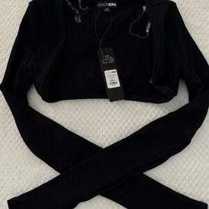 Fashion Nova Black Ribbed Crop Shrug / Bolero